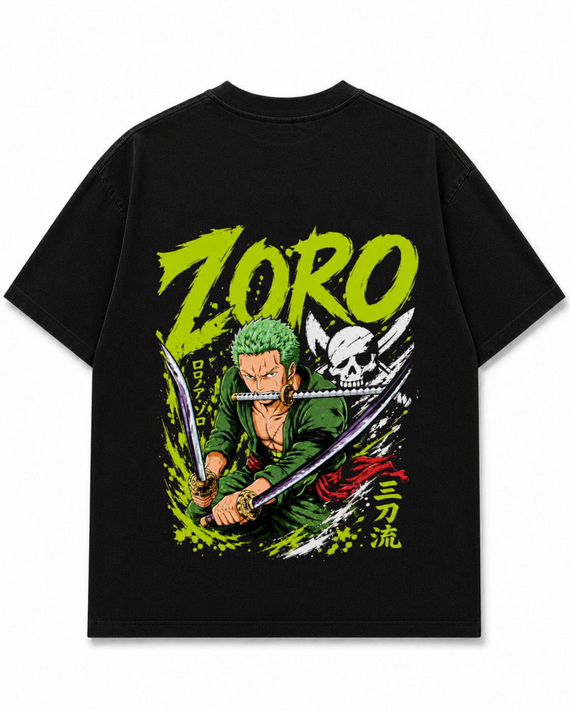 Velvora Three Sword Warrior Oversized Graphic Tee – Black